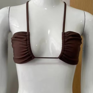 เซ็ตบิกินี่แบบปรับแต่งได้สำหรับชายและหญิงชุดบิกินี่แบบ2ชิ้นโลโก้สั้นสำหรับว่ายน้ำเข็มขัดลายสีทึบทำจากผ้าสแปนเด็กซ์/ ผ้าไนลอนใส่ไปทะเล - Product Image 1