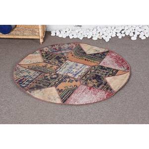 Ethnic Patchwork <b>Wool</b> Rug in <b>Brown</b> and Green 9x12 Living Room Carpet with Latex Backing for Hallway Decorations - Product Image 2