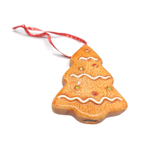 เครื่องประดับต้นคริสต์มาสรูปคุกกี้เซรามิกสีน้ำตาลขิงแบบคลาสสิกจาก Win Seng ขายส่ง ทาสีด้วยมือเคลือบลายจุด - Product Image 1