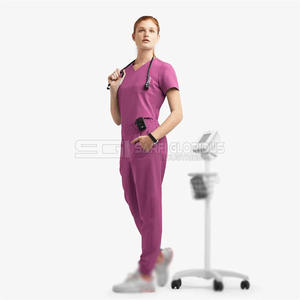 ชุดยูนิฟอร์มพยาบาลฤดูร้อนแบบสั่งทำสำหรับผู้หญิง ขายดี ชุดสครับถักสำหรับบุคลากรทางการแพทย์ แบบแพทย์ ผลิตจากผ้าสแปนเด็กซ์ - Product Image 3
