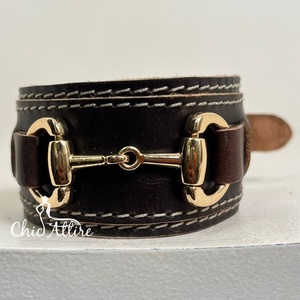 Charme de mode ton argent cheval Bit matériel avec boucle ardillon réglable femmes large Bracelet en cuir de vachette bijoux pour unisexe - Product Image 1