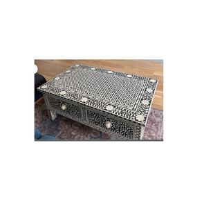 Cajón con incrustaciones de hueso y mesa de centro, muebles hechos a mano con artesanía tradicional, decoración de lujo para la sala de estar. - Product Image 3