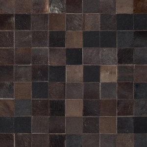 Tapis rectangulaire en cuir de vachette rayé, patchwork cousu à la main, adapté aux animaux domestiques, antidérapant, pour chambre à coucher, salon et prière - Product Image 4