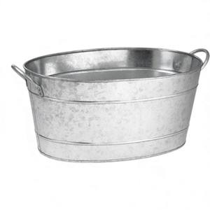 Shiny Oval Galvanized Metal <b>Tub</b> Planter Classic Zinc Flower Container For Home Decor & Garden Display - Product Image 3