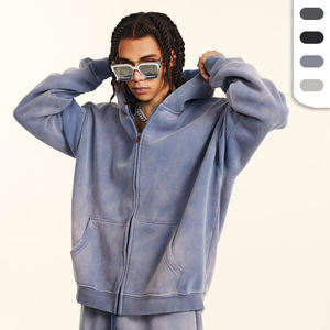 Sudadera con capucha ecológica de algodón lavado de talla grande para hombre, ropa de calle de gran tamaño con logotipo personalizado, sudaderas con capucha de peso pesado para hombre - Product Image 2