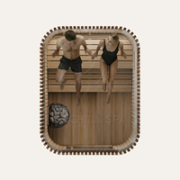 Kabin Sauna Luar Ruangan Premium Baru untuk 2-3 Orang, Interior Kayu Cedar Jepang dan Eksterior Kayu Keras Berbintik Selatan, Ruangan Kayu Tahan Cuaca