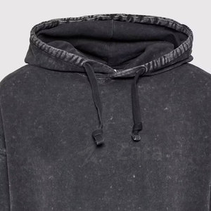Servicio OEM al por mayor de los hombres de lavado ácido sudaderas con capucha 100% algodón invierno Casual ligero transpirable ecológico personalizable - Product Image 3