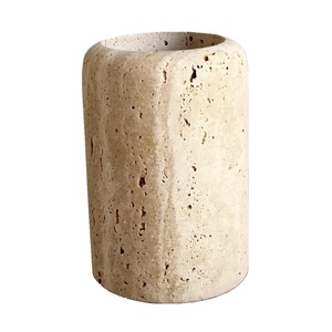 Porte-brosse à dents en marbre naturel en pierre de travertin de luxe élégant organisateur durable accessoire de salle de bain élégant pour brosses à dents - Product Image 1