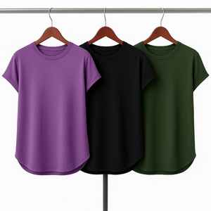 เสื้อยืดลำลองสีม่วงสำหรับผู้หญิง ใส่ได้ทุกฤดู ไซส์พลัส ระบายอากาศ แห้งเร็ว เป็นมิตรกับสิ่งแวดล้อม สวมใส่สบาย แขนสั้น - Product Image 6