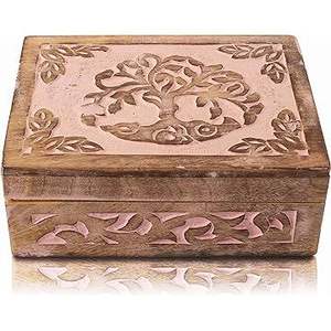 Boîte cadeau en bois Arbre de vie |   Artisanat de haute qualité |   Prix d'usine en gros - Product Image 1