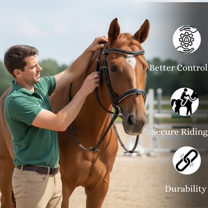 Brida de Cuero Premium para Caballo |   Brida de Cuero Genuino Estilo Occidental |   Hermoso Diseño |   Equipo de Equitación Resistente - Product Image 3