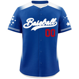 Maillots de baseball personnalisés bleu avec étoiles blanches pour clubs de haut niveau - Product Image 3