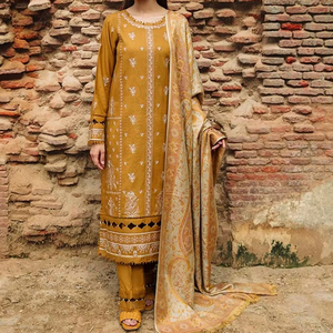 Salwar Kameez, indien pakistanais, robes de soirée d'hiver en lin imprimé non cousues, 3 pièces, costume pour femme de haute qualité, nouvel arrivage - Product Image 1