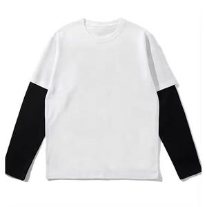 T-shirt en coton vintage à double couche, délavé à l'acide, respirant, écologique, pour homme, logo personnalisable sur le devant, grande taille, manches longues - Product Image 3