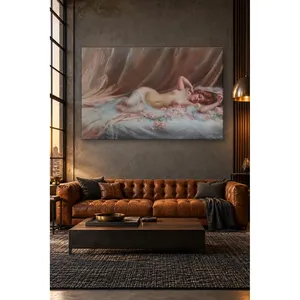 Fida Enjolras Femme allongée parmi des roses Impression sur toile - Product Image 1