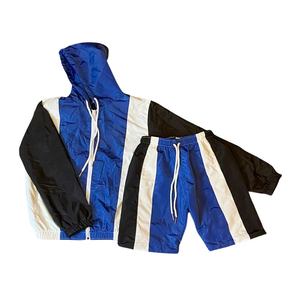 Chaqueta deportiva cortavientos de nailon ligero Unisex con capucha y cremallera estampada conjunto de pantalones cortos de verano al aire libre para hombres y mujeres - Product Image 6