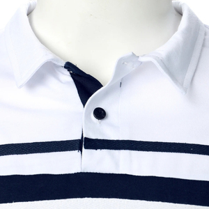 Polo de Manga Corta para Hombre, con Bloques de Color, Rayas Tejidas, Estilo Casual, Azul Marino y Blanco - Product Image 3