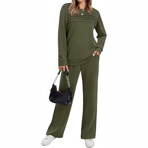 ชุดวอร์มออกกำลังกายผู้หญิงแบบ 2 ชิ้น ทรงสลิม พิมพ์ลายโลโก้ตามสั่ง สำหรับฤดูหนาว - Product Image 1