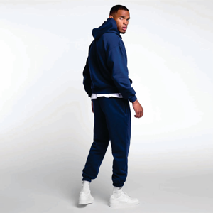 Sweat à capuche uni bleu pour homme, pour l'hiver |   Sweat-shirt en polaire de haute qualité en gros avec logo personnalisé - Product Image 2