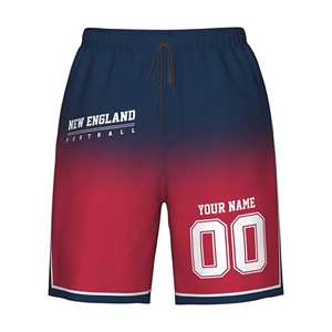 Pantalones cortos de playa personalizados de secado rápido 100% poliéster para hombre con estilo de calle bordado Diseño de fútbol nombre/Número cintura elástica - Product Image 3