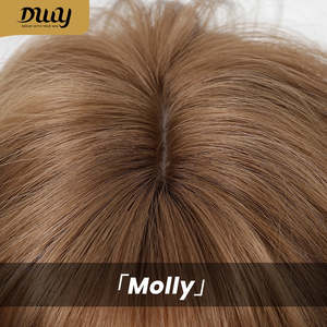 Molly-DWY 24 Inches Glueless Synthetic <b>Wig</b> for Women Mid-Length Wavy Layer Cut Golden Linen <b>Brown</b> Light <b>Brown</b> Natural Hairline - Product Image 6