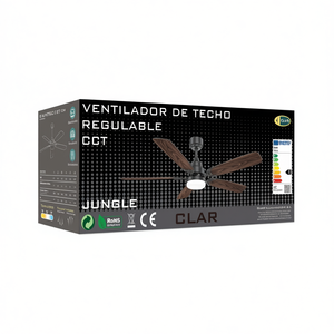 Ventilateur de plafond LED à température de couleur réglable 107 cm avec finition en bois - Product Image 2