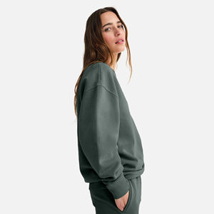 Pull à capuche à col rond en coton lourd surdimensionné pour femmes Sweat-shirt d'hiver brodé de logo personnalisé avec techniques lavées - Product Image 2