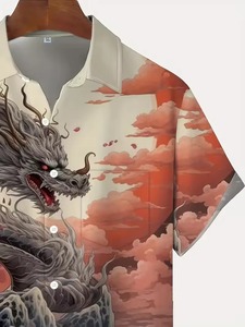 เสื้อสยองขวัญของผู้ชายเสื้อพิมพ์ลายมังกรใส่สบายสบายฤดูร้อนขนาดใหญ่พิเศษพิมพ์ลาย3D สดใสแขนสั้นมีสไตล์ - Product Image 3