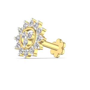 Épingle à nez en diamant cultivé en laboratoire en or jaune 14 carats certifié Bijoux de piercing fin pour vêtements de tous les jours pour femmes - Product Image 4