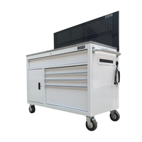 Armoire à outils CSPS 132 cm, 5 tiroirs, acier blanc thermolaqué, roues, pour garage mécanique - OEM disponible, certifié ISO9001, garantie 2 ans