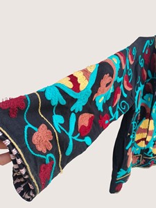 Chaqueta Bohemia Bordada de Algodón con Cuello Mao, Manga Larga, Talla Grande, Ropa Exterior para Mujer, Estampado Floral Otoñal - Product Image 3