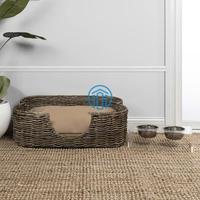Lit pour animal de compagnie en rotin le mieux sélectionné avec coussin tissé chien et chat canapé panier naturel pour un repos confortable pour animaux de compagnie et une décoration intérieure