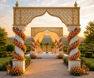 Mandap Gazebo de Luxe Moderne et Léger en Fibre avec Motifs Jaali Élégants pour Mariages en Plein Air et Événements de Destinations – Vente en Gros - Product Image 4