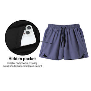 Custom Logo <b>Men</b> <b>Shorts</b> 2 in 1 <b>Zipper</b> <b>Pocket</b> Highly Elastic Gym Sport Running <b>Shorts</b> for <b>Men</b> - Product Image 2