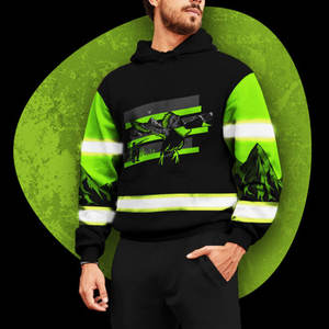 เสื้อฮู้ดสะท้อนแสงไฮวิสเสื้อทำงานมีฮู้ดพิมพ์ลายเป็ดแบบซับลิเมชันเสื้อฮู้ดความปลอดภัยสะท้อนแสง - Product Image 3