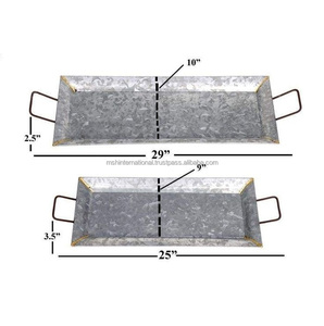 Art Deco Silver Square Eco-Friendly Wall Mount Serving Trays with Handles for Indoor Tabletop Storage and Decor - Product Image 2