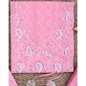 Traditional Pink Salwar Kameez Unstitched Suit Cotton Dupatta Pakistani Screen Print Cotton Reyon Indian Dresses (SHKS1091) - Product Image 2
