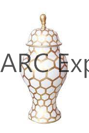 Jarrón de Jengibre de Metal Blanco y Dorado, Jarrón de Jengibre de Metal de Lujo Hecho a Mano, Aspecto Admirable, Contenedor Decorativo para Almacenamiento de Jengibre a Bajo Precio - Product Image 4