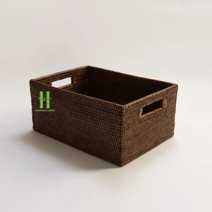 Cesta de Almacenamiento Rectangular de Bambú Tejida a Mano, la Más Vendida, para Organización del Hogar, Contenedor Decorativo Natural para Estantes o Armarios, Vietnam - Product Image 6
