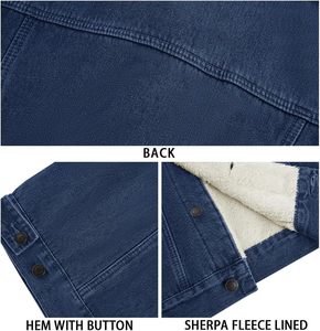 Men's <b>Sherpa</b> Fleece <b>Lined</b> <b>Denim</b> <b>Jacket</b> 100% Cotton Casual Winter Warm Button down Trucker Coat with Pocket - Product Image 5