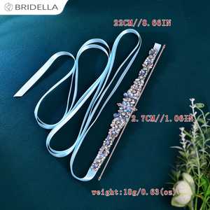 Cinturón Ajustable Bridella BS93QL Azul Claro con Pedrería y Perlas para Bodas, Bailes de Graduación y Eventos Formales - Product Image 2