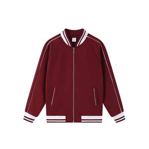 Fabricants de vêtements de haute qualité personnalisé 320g Polyester coton tissu décontracté hommes collège Style lâche fermeture éclair veste de Baseball - Product Image 5