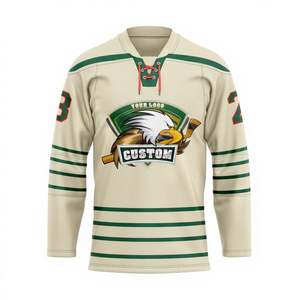 Maillot de hockey sur glace personnalisé, uniforme d'équipe sublimé professionnel, mascotte d'aigle, nom et numéro personnalisés, haut athlétique à lacets et col en V - Product Image 5