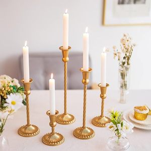 Creative Gold Plating Metal in <b>Brass</b> Art <b>Candlestick</b> Holder Innovative Home Decoration for Living Room Decoration Candle Stand - Product Image 3