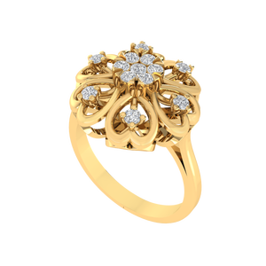 แหวนเงินแท้ 925 ชุบทองคำขาวและโรสโกลด์ ประดับเพชรคิวบิกเซอร์โคเนีย ลายดอกไม้ น้ำหนัก 3.0 กรัม สำหรับผู้ชาย - Product Image 1