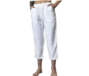 Pantalones de Verano Cómodos para Mujer, 100% Lino, Suministro ODM, Frente Plano, Ecológicos, Transpirables, Ropa Casual - Product Image 4