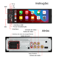 MEKEDE Stock Brésil, sans taxes, livraison rapide, autoradio FM 1DIN 6,86 pouces pour lecteur MP5 universel, compatible BT, USB, Car-play