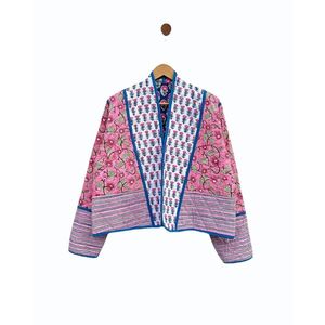 Hand Block <b>Quilted</b> Leather Bomber <b>Jacket</b> for Ladies Reversible Floral Animal <b>Patterns</b> Soft Cotton Filling Hooded Spring Autumn - Product Image 1