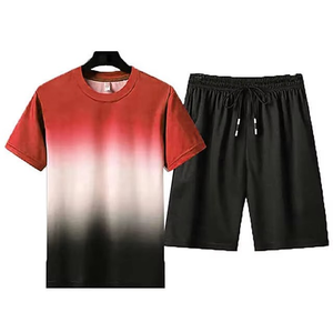 Conjunto de ropa de dos piezas informal de verano para hombre, camiseta y pantalones cortos de punto de nailon transpirable, logotipo de sublimación personalizado de secado rápido, gran oferta - Product Image 1