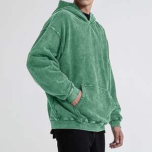 High Quality 100% Cotton Acid Washed Hoodie Embroidered High Street <b>Vintage</b> Style Winter Old <b>Sweater</b> Stone Washed Look Wholesale - Product Image 3